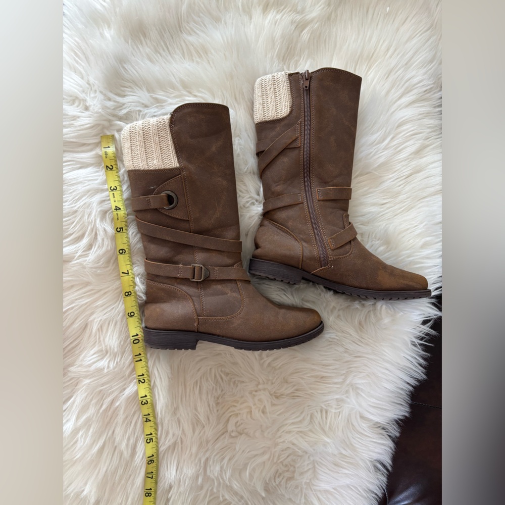 Rachel Shoes Brown Winter Boots with Knit Cuff - Picture 14 of 14